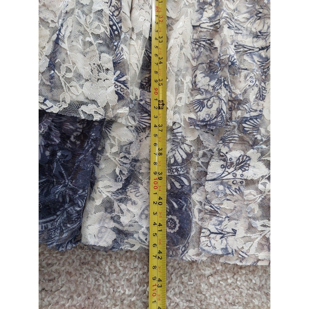 Origami by Vivien Chic Cropped Denim Lace Layer Jacket Size L/XL Boho - Picture 9 of 10